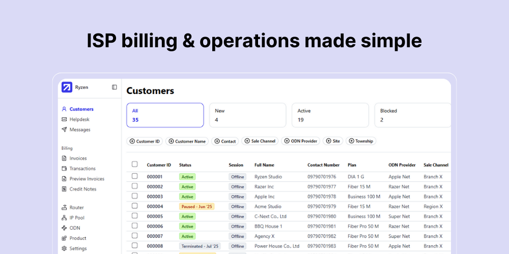 ISP Management Dashboard Preview
